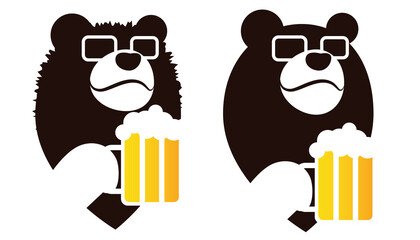 Bear with beer map mark point for bar