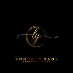 LY Initial handwriting logo vector