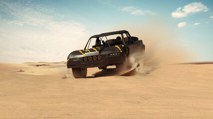 Trophy Truck in desert. Render 3d. Illustration. © Artur Didyk