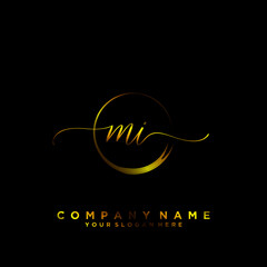 MI Initial handwriting logo vector
