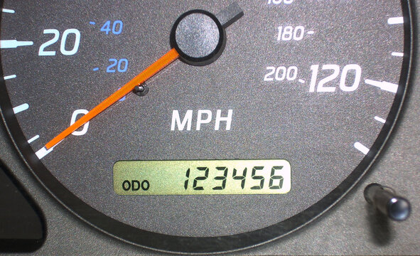 car speedometer 123456 on black background