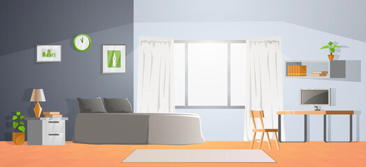 room decoration of bedroom with gradient design,vector illustration