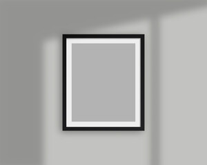 Realistic picture frame with shadow overlay. Blank picture frame mockup template. Mockup isolated. Template design. Realistic vector illustration.