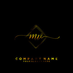 MV Initial handwriting logo vector