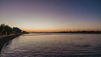 Fototapeta premium sunset over the river