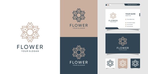 Beauty flower logo and business card design illustration. Beauty, fashion, salon, spa, yoga Premium Vector