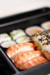 Sushi set in plastic tray