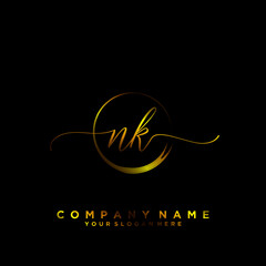NK Initial handwriting logo vector