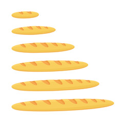 Baguette scale size. Bakery bread variety. Long to short. Animation progression. Business growth infographic. Vector flat illustration.