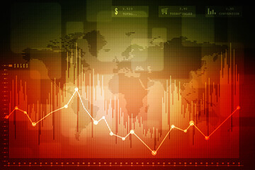 2d rendering Stock market online business concept. business Graph 