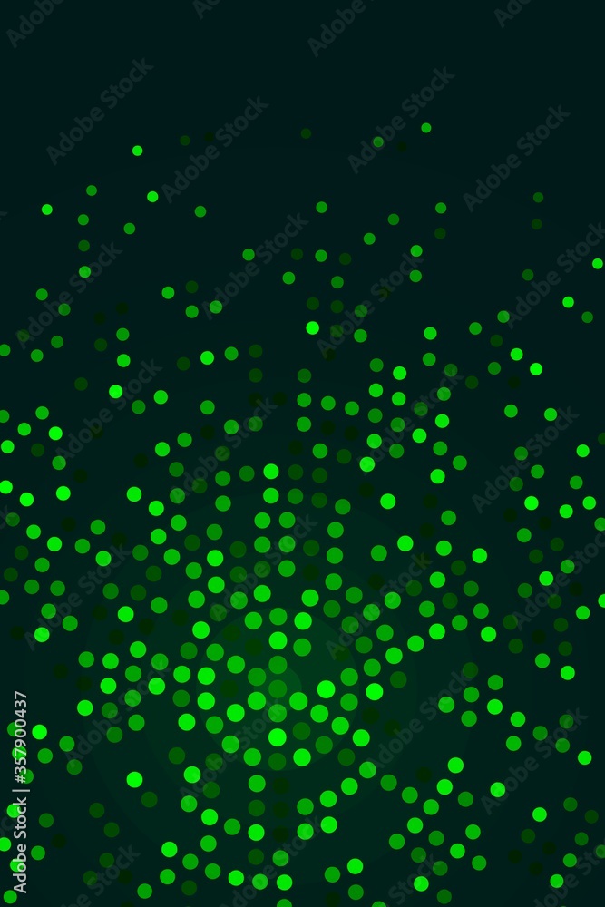 Canvas Prints vector abstract card background circle of green dots on dark blank space