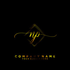 NP Initial handwriting logo vector