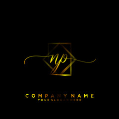 NP Initial handwriting logo vector