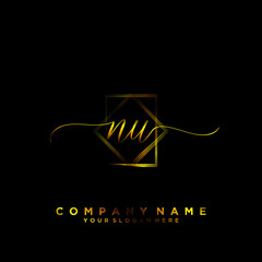 NU Initial handwriting logo vector