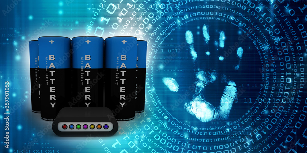 Aufkleber 3d rendering transmitter wifi with battery