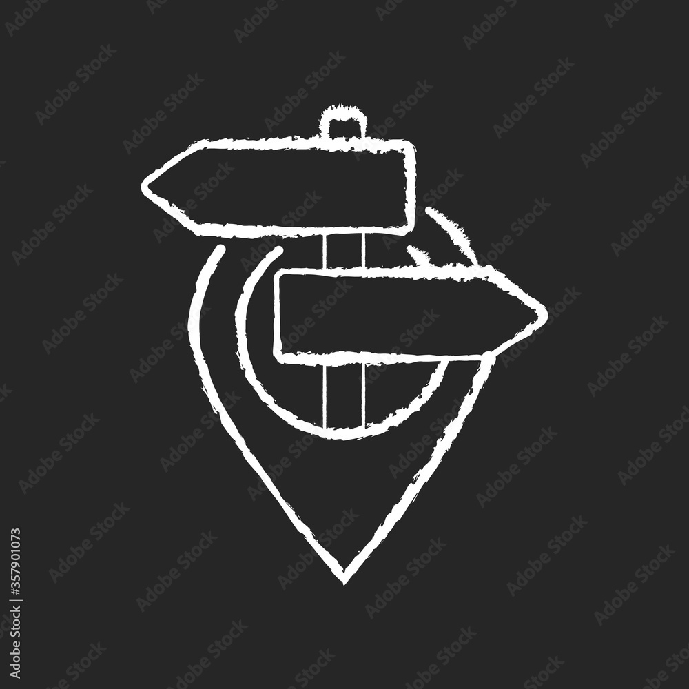 Poster gps pointer chalk white icon on black background. modern navigation, global positioning system. geog
