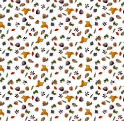 watercolor seamless pattern of autumn leaves