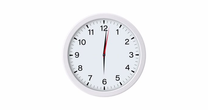 Wall clock animation isolated on white background