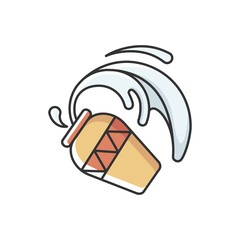 Aquarius zodiac sign RGB color icon. Astrology, horoscope water bearer. Traditional pottery, earthenware with fluid, Spilled jug isolated vector illustration