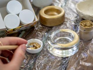 candlestick painting with gold paint