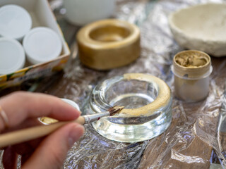 candlestick painting with gold paint