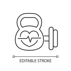 Fitness center pixel perfect linear icon. Workout accessory. Gym equipment. Thin line customizable illustration. Contour symbol. Vector isolated outline drawing. Editable stroke
