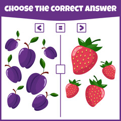 More less or equal. Compare the number. Counting game. Educational mathematical game. Math game for kids.