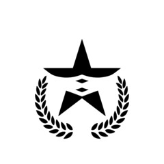 Laurel wreath with Award star icon isolated on white background