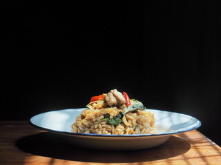 Fried rice with minced pork and basil