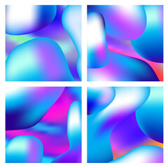 A set of trendy liquid backgrounds blue cyan gradient