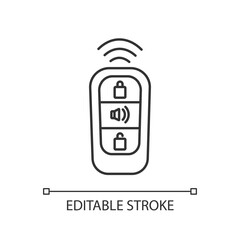 Keyless entry pixel perfect linear icon. Automobile protection, modern technology thin line customizable illustration. Contour symbol. Wireless car key vector isolated outline drawing. Editable stroke