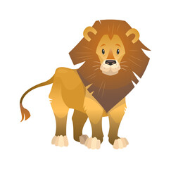 Obraz premium Lion. Cartoon wild animal. Nature african character. Safari cat isolated on white background cute vector illustration