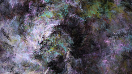 Naklejka na ściany i meble Abstract black and violet fantastic clouds. Colorful fractal background. Digital art. 3d rendering.