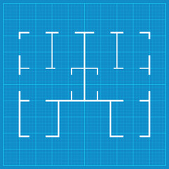 Blueprint house floor plan simple flat vector illustration.