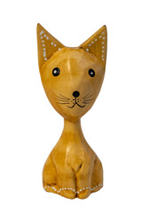 Beautiful wooden cat figurine painted in black paint
