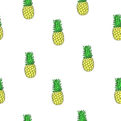 Pineapple seamless pattern vector illustration. Summer fruits print for textile, fabric,wrapping, wallpaper, apparel