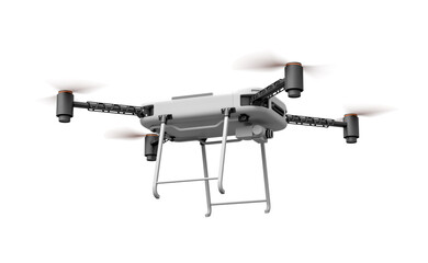 3d rendering of drone with working propellers isolated on white background