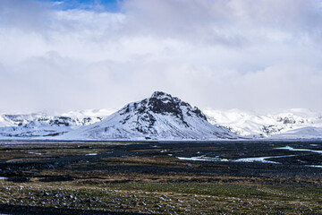 Photo of a snowy landscape during winter in Iceland