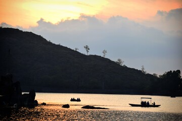 sunset over the lake