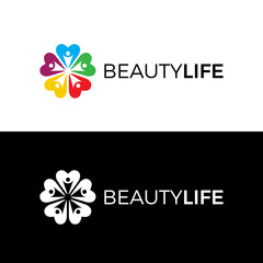 Flower + people. Beauty life logo. Icon vector.