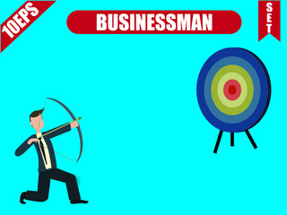 Successful Hit. Businessman hit the target. Business illustration.