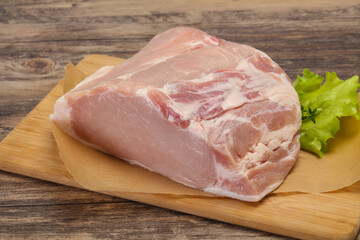 Raw pork meat piece for cooking