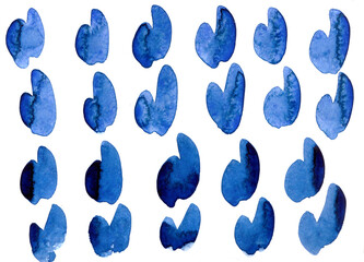 Background dark blue ink stains on white