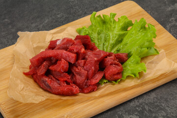 Raw beef meat sliced for cooking