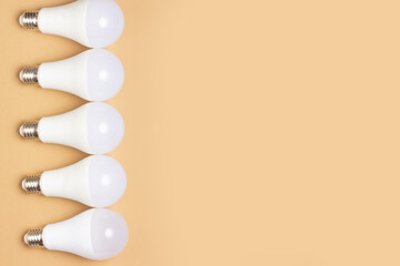 Energy saving light bulbs. Ecology care concept