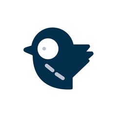 Cute little bird icon in flat design style.