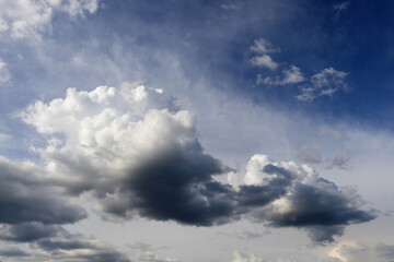Blue sky with dark clouds