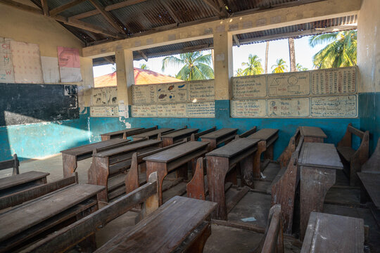 An ordinary classroom in an African school at Zanzibar