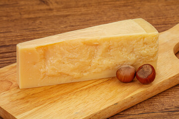 Tasty parmesan cheese with hazel nut