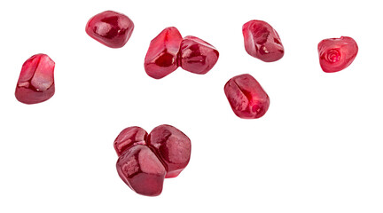 Pomegranate grains isolated on white background with clipping path